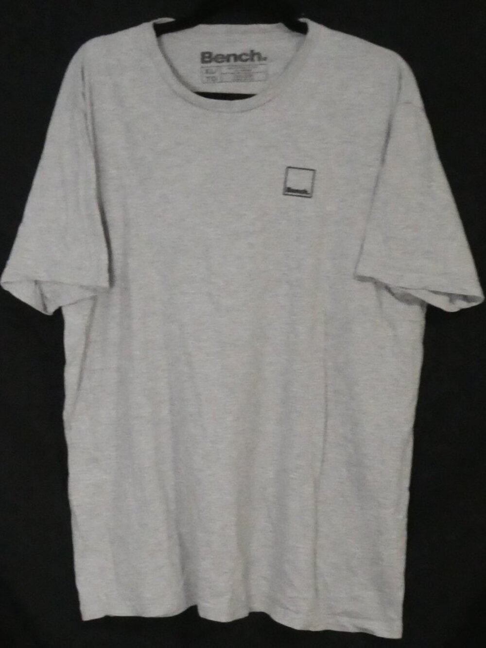 BENCH Men's Grey Minimalist Patch Logo Crewneck T-Shirt Size XL extra large